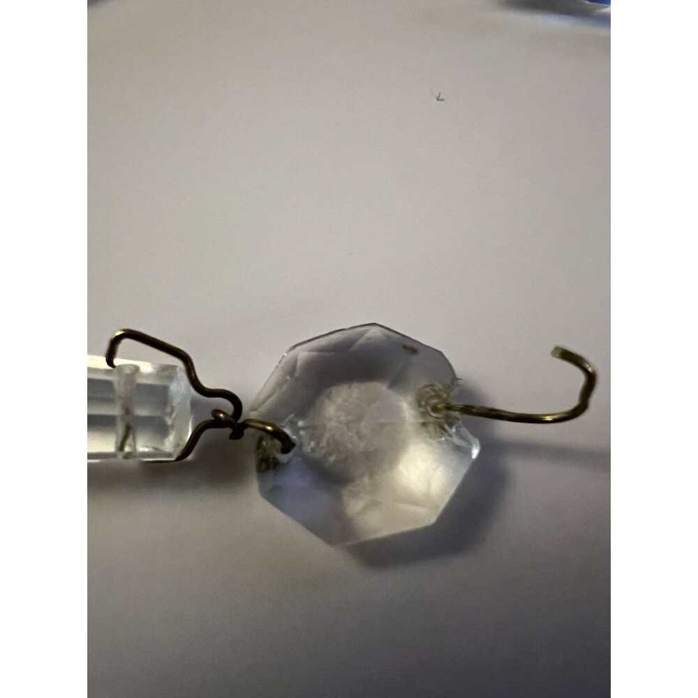 Antique Crystal Boudoir Glass Lamps w/Chandelier Prisms Etched Glass 1930s - Picture 6 of 7